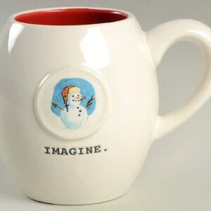 NEW Rae Dunn Mug Snowman Imagine Ornament Winter Magenta Artisan Discontinued
